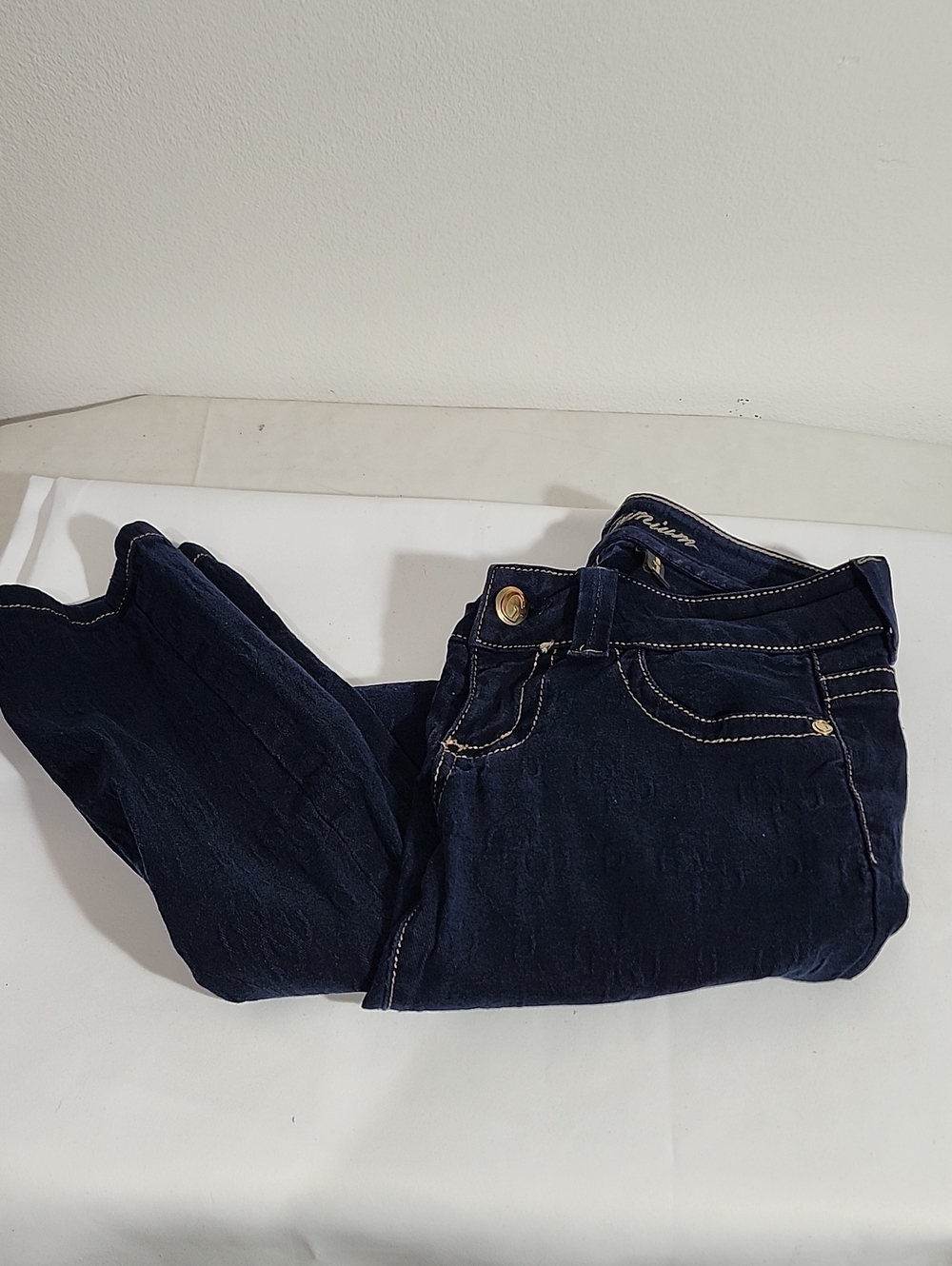 Guess Women's Navy Skinny Jeans with Contrast Stitching